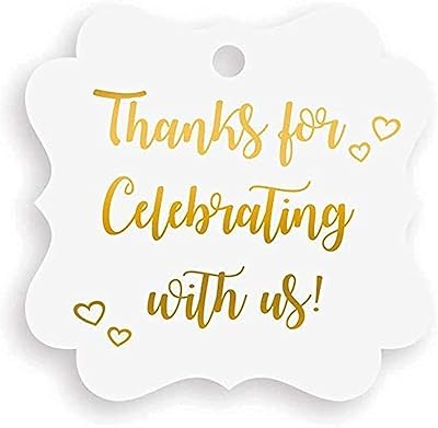 Confetti 50pcs Gift labels in thank you gold leaf, gift labels with fancy frame, wedding party pack, thank you for celebrating with us.. Everything you want, delivered fast — DIAYTAR Nigeria does it better.