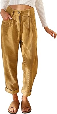 Ribbed velvet pants for women, high waist relaxed pants, straight leg, loose and comfortable with pockets, 3a khaki, 14.. DIAYTAR NIGERIA: Your trusted marketplace that combines variety, affordability and reliable shipping.