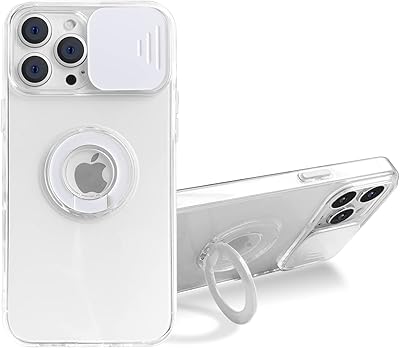 Transparent and heat -resistant antichoc protection shell with 360 degree rotary support ring and sliding protective shell for camera for iPhone 13 Pro Max - White.. DIAYTAR NIGERIA revolutionizes online shopping with competitive prices and reliable 5-8 day delivery.
