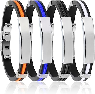 Set of magnetic titanium bracelets for men and women - 4 inch package black, white, blue and orange.. DIAYTAR NIGERIA brings the market to your screen with thousands of affordable products delivered to your door.