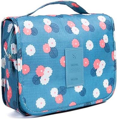 Multi -purpose toiletry bag, portable makeup bag, waterproof storage bag to hang for women and girls - blue flowers.. DIAYTAR NIGERIA: Your affordable gateway to thousands of products delivered promptly nationwide.