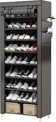 Udeer shoe shelf at 9 levels with anti-dust cover, standing storage organizer, gray.. DIAYTAR NIGERIA: Where shopping is easy, prices are low, and delivery is just days away.
