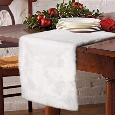Snow White Snow White Fur Table for Christmas and Holiday Table Decoration, 15 x 72 inches.. DIAYTAR Nigeria: Shopping that fits your budget and your schedule.