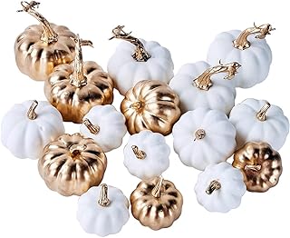 Set of 16 Assorted Artificial Pumpkins Harvest Harvest Fall White and golden plated for Halloween.. Affordable convenience is here — shop DIAYTAR Nigeria today.