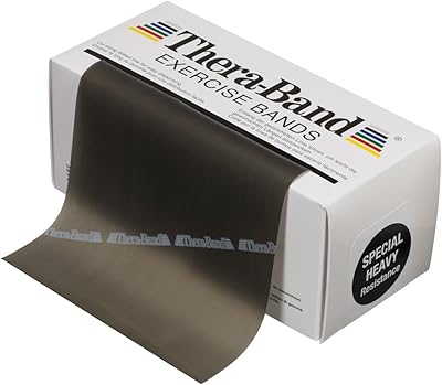 Theraband resistance strips, 6 -meter professional elastic band for the top and lower body, basic training, physiotherapy, pilates, home training, redup, black, special heavy, advanced level 1.. DIAYTAR NIGERIA: Where quality meets accessibility with affordable prices and prompt shipping.