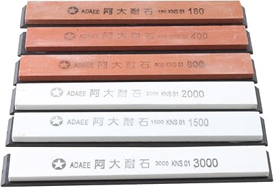 [1 year warranty] Image Set of 6 sharpening stones for cooking knives Professional sharpening system:#180#400#800#1500#2000#3000.. Discover more ways to save — every day on DIAYTAR Nigeria.