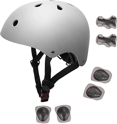 Set of bicycle helmet with knees, stew protective and wrists, adjustable helmet for children and young people, ski bicycle helmet (gray).. DIAYTAR NIGERIA: Your one-stop e-commerce destination with affordable prices and nationwide delivery in 5-8 days.