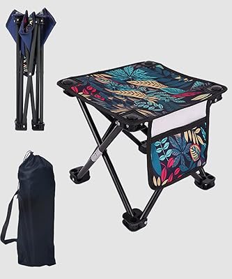 Portable folding campsite chair - Light folding folding fishing chair - Small square hiking picnic chair with outdoor pockets and transport bag (blue leaves, basic).. DIAYTAR NIGERIA connects Nigerians with quality products at affordable prices, delivered in 5-8 days nationwide.