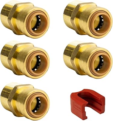 MNPT 1/2 "x 3/4" male adapter with quick connection | Plumbing fittings to connect with sliding clip withdrawal tool | Brass fittings for copper, PEX, PE-RT and CPVC | Lead -free certified | Package of 5 connections.. Experience the power of choice with DIAYTAR NIGERIA's extensive catalog delivered within the week.