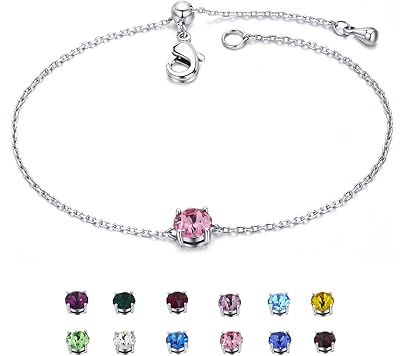 Bracelet with white gold -plated birth stone set with adjustable cubic zircones, 12 colors, gifts for women and girls.. DIAYTAR NIGERIA: Where affordability meets variety, with thousands of products delivered in less than 8 days.