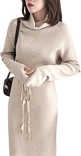Ingvy women fall winter dress with long sleeve women women high large waist dress with elegant lace -up dress knitted for women.. DIAYTAR NIGERIA: Where every Nigerian finds affordable products delivered within the week.