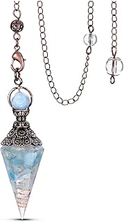 Aigue-Marini-Marini resin crystal pendulum, 6 Precious Reiki Facing Stones, Reiki Healing Pendulum for soaking and meditation.. With DIAYTAR Nigeria, shopping online is easy, affordable, and fast.