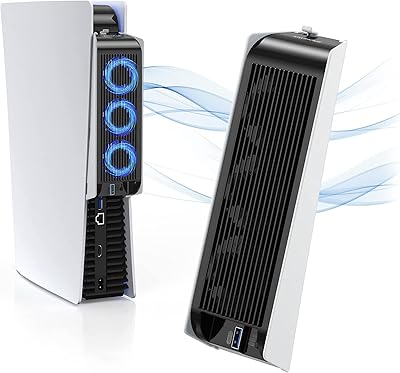 Justadil PS5 cooling accessories PS5 horizontal fan with LED light.. Get top brands at bottom prices, only on DIAYTAR Nigeria.