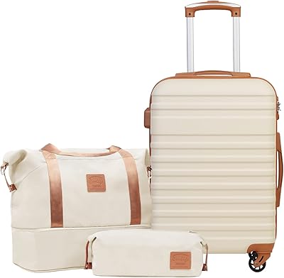 Light Trolley Luggage with TSA lock, travel bag with TSA lock, includes 1 travel bag and 1 toilet bag, white/brown, 20 inch luggage set, unisex.. DIAYTAR NIGERIA: Your gateway to affordable shopping with thousands of products delivered nationwide.