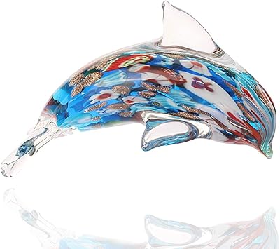 Puffed puffed glass dolphin figurine.. DIAYTAR NIGERIA bridges the gap between desire and affordability with nationwide delivery in under 8 days.