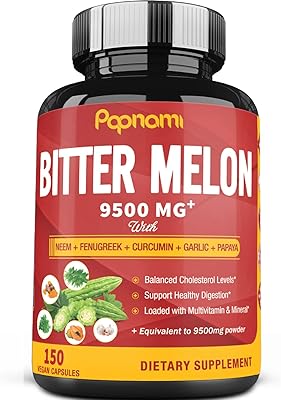 Organic bitter melon extract capsules 9500 mg, neem, fenugreek, curcumin, garlic and papaya, 5 -month supply | supports digestion and functioning of the immune system | Weight control supplement.. Affordable online shopping is just a click away with DIAYTAR Nigeria.