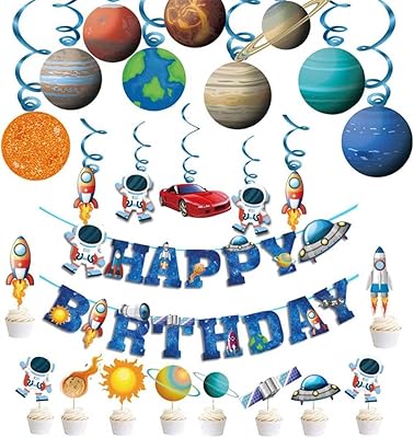 Kit of birthday party decorations in space, Banner supplies of spacecraft for boys men children, decorations of festival of happy birthdays for children boys boys.. DIAYTAR NIGERIA: Connecting Nigerians with their needs through affordable prices and 5-8 day shipping.