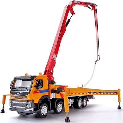 Truck model toy molded under pressure in concrete pump alloy, zinc alloy body + plastic body, sound and light function, objective: collection + decoration + gift + souvenir, yellow.. DIAYTAR NIGERIA: Connecting Nigerians with affordable products through our expansive e-commerce platform.