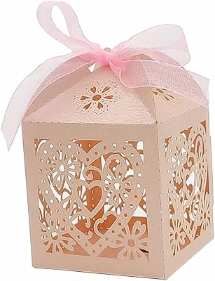 Set of 50pccs Crause Multicolored Carrée Cray Craft Box for Birthday, Children's Birthday, Wedding, Banquet, Gift, Cake, Bags of Candy with Ribbon (Rose).. Get your essentials without leaving home — thanks to DIAYTAR Nigeria.