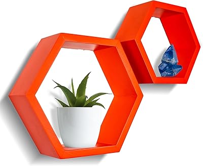 Set of 2 hexagonal wall shelves in pine wood - rustic honeycomb shelves for living room decoration, kitchen storage, rustic wall shelves bohemian style.. Home to endless choices and pocket-friendly prices — DIAYTAR Nigeria.