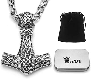 BAVIPOWER MJOLNIR HAMP PANDENTIVE Hammer of Thor with Wolf Fenir pattern ♦ Stainless steel ♦ Scandinavian Nordic pendant ♦ Authentic viking jewelry.. Discover shopping reimagined with DIAYTAR NIGERIA's extensive catalog and 5-8 day delivery service.
