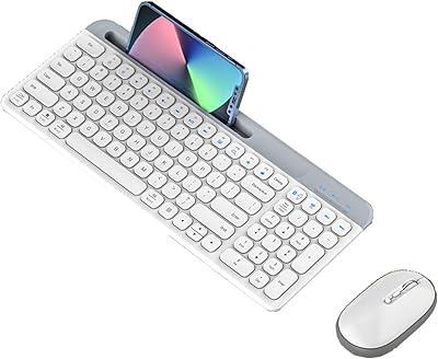 Rechargeable 2.4 g Rechargeable wireless keyboard combo + Bluetooth with location for tablet, double mode - gray and white.. DIAYTAR NIGERIA revolutionizes access to quality products with affordable prices and dependable shipping.