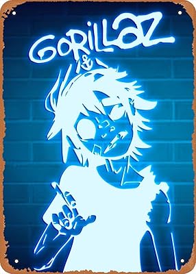 Eicoco Music Gorillaz Neon 3 in metal poster, 8 \ "x 12 \", vintage retro wall decoration.. DIAYTAR NIGERIA: Bringing quality products to every Nigerian home at prices everyone can afford.