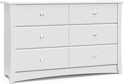 Double chest of drawers with 6 drawers Storkcraft Crescent (white) of bedroom.. DIAYTAR NIGERIA: Your trusted marketplace that combines variety, affordability and reliable shipping.