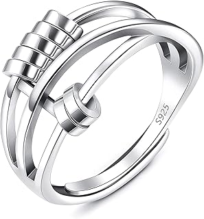 Sterling 925 silver anti-anxiety ring, rotating rings for women and men, anti-stress and anxiety rings with pearls, adjustable rings.. Shop quality and variety at unbeatable prices on DIAYTAR Nigeria — delivery in under 8 days.