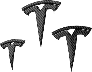 Cover of the Tesla Model Y 2017-2022 logo in ABS material with carbon fiber motif for steering wheel and front and rear trunk, logo decoration stickers, shiny black.. DIAYTAR NIGERIA: Nigeria's answer to affordable online shopping with reliable 5-8 day delivery guarantee.