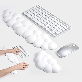 Clear-shaped keyboard set in cute cloud-shaped wrist support.. Discover endless possibilities with DIAYTAR NIGERIA's vast e-commerce selection and budget-friendly delivery.