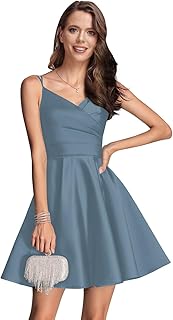 Evening dresses for teenage girls 2023, V -neck, spaghetti straps, folds, formal cocktail dresses with NB227 pockets.. DIAYTAR NIGERIA brings online shopping to every Nigerian with affordable prices and reliable shipping.