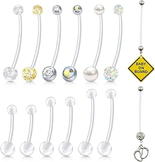 MODRSA Navel Rings of pregnancy Long bar 38mm Elastic maternity Sport Transparent Bioplast Numony Rings Navel Rings Piercing For Women Pregnant Mixed, Plastic, Plastic, Plastic.. Your complete shopping solution, DIAYTAR NIGERIA offers extensive choice with competitive prices and delivery.