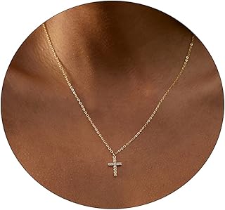 Jikomi Elegant Collar For Women Plated Gold 14 Carats With Cubic Zirconia, Small Cross Cross Cross Collar, Small side cross pendant, Gift for girls.. From daily deals to exclusive products — DIAYTAR Nigeria has you covered.
