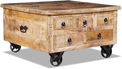 Vedaxl raw coffee table, mango wood, dimensions 70 x 70 x 40 cm, bedroom furniture.. DIAYTAR NIGERIA: Your gateway to affordable online retail with reliable delivery within the week.