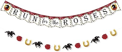 Kentucky derby horse racing banner, rose kit for birthday party decorations on the derby theme, 2 pieces.. Experience the convenience of boundless shopping with DIAYTAR NIGERIA's affordable platform and quick shipping.