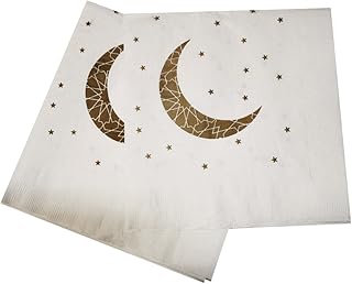 Zafron Crescent and Moon Design Ramadan and Eid (20) party towels.. DIAYTAR NIGERIA connects you with thousands of products at competitive prices, delivered within a week.