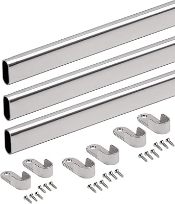 Clothing rod 95 cm | Clothing rod - Wardrobe organizer | Chrome steel with fittings - easy to install | Wall coat rack or clothing rod, set of 3 pieces from Royal Apex.. DIAYTAR NIGERIA: Your partner in affordable online shopping with dependable delivery within 8 days.