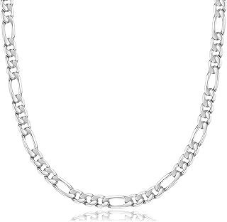 Figaro chain with 5 mm sterling silver clasp for men, silver chain, diamond cut chain, men's collar, gift jewelry 16-30 inches.. Nigeria's favorite online shopping platform, DIAYTAR offers unbeatable prices and delivery within a week.