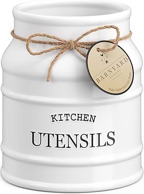 Barnyard Designs Pottery Pottery Support for Kitchen Comptoir, Rustic Table Decoration, French Rustic Organizer for Kitchen Utensils, Spatulas and Mixing Takes, White, 6 x 6.75 inches.. Shop with confidence on DIAYTAR Nigeria — quality products and timely delivery.