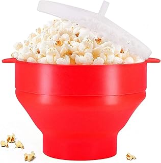 LSGY silicone microwave popcorn bowl with lid, foldable hot air popcorn bowl for microwave or oven (red).. DIAYTAR NIGERIA bridges the gap between desire and affordability with nationwide delivery in under 8 days.