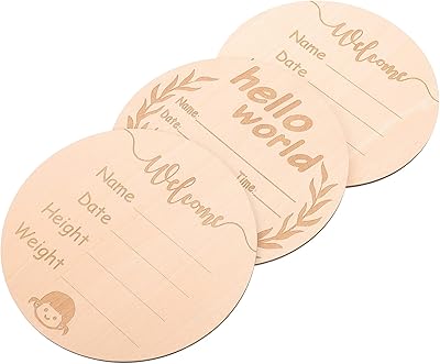 Safigle 3-piece Wooden Birth Sign of Wood Sculpture Disc Round Discs Baby Baby Baby Birth Cards Baby name Wooden Baby Name Card Accessory Newborn Newborn Announcement Sign For Hospital for Hospital.. Experience the ease of modern shopping with DIAYTAR NIGERIA's comprehensive platform and quick delivery.
