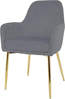 Dining room chair with velvet arm and golden feet for dining room, living room, restaurant (light gray).. DIAYTAR NIGERIA connects you with thousands of products at competitive prices, delivered within a week.
