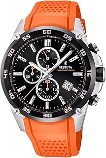 Quartz watch for men Festina 'The Originals Collection' with Display Black Chronograph and Rubber Bracelet Orange F20330/4, Orange, Unique Size, Bracelet watch.. DIAYTAR NIGERIA brings satisfaction with every purchase through affordable prices and prompt shipping.