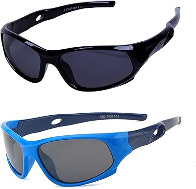 Unisexes sunglasses for children with flexible strap and frame, polarized for UV400 protection for children from 3 to 12 years old, pack of 2.. DIAYTAR NIGERIA: Creating access to affordable products for every Nigerian with our swift delivery service.