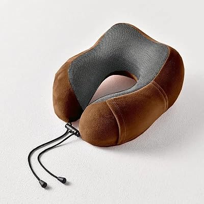 Cervical pillow for 100 % pure memory foam travel with machine washable cover, plane travel set (brown).. DIAYTAR NIGERIA: Your partner in affordable online retail with reliable delivery across the nation.
