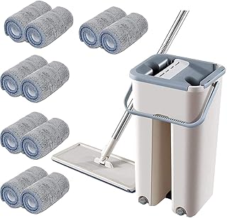 Foldable flat mop set and Jomila bucket with 10 dry cleaning mops to clean wood, tiling and stone (design A) floors).. DIAYTAR NIGERIA revolutionizes online retail with our extensive selection and dependable shipping service.