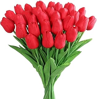 20 artificial tulips with real touch in PU flowers latex arrangement bouquet for decoration.. DIAYTAR NIGERIA: Nigeria's answer to affordable online shopping with reliable 5-8 day delivery guarantee.