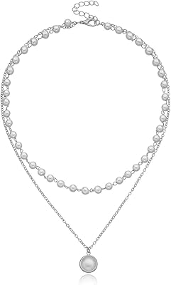 Collar of false pearls boho industrial necklace two layers pearl collar chain jewelry for women girls.. Experience shopping freedom with DIAYTAR NIGERIA's comprehensive marketplace delivered within 8 days.