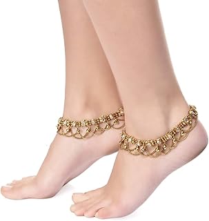 Brilliant ankle bracelet Deva Kundan Payal in gilded metal for women (6807a), non -precious metal.. DIAYTAR NIGERIA: The marketplace that brings affordable products to every Nigerian home in under 8 days.